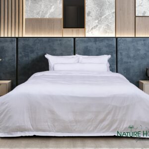 Bộ chăn ga Nature Home Cotton Trắng In Chìm