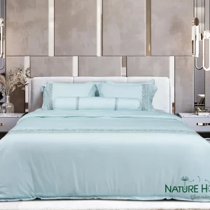 Bộ chăn ga Nature Home Tencel Họa Tiết Xanh Ngọc - RXT01
