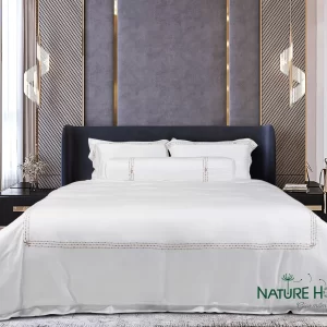 Bộ chăn ga Nature Home Tencel Cotton Trắng Chuỗi Ngọc Luxe