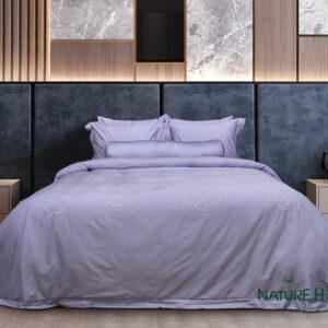 Bộ chăn ga Nature Home Tencel Bóng Tròn Ghi