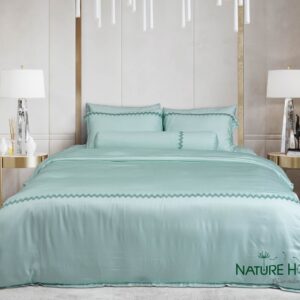 Bộ chăn ga Nature Home Tencel Ma Trận Xanh Hoa Dệt