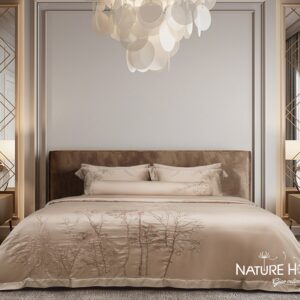 Bộ chăn ga Nature Home Tencel Larose Nâu