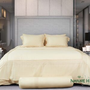 Bộ chăn ga Nature Home Tencel Cotton Caro Vàng Kem 2023