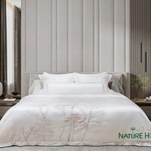 Bộ chăn ga Nature Home Tencel Cotton Larose Trắng